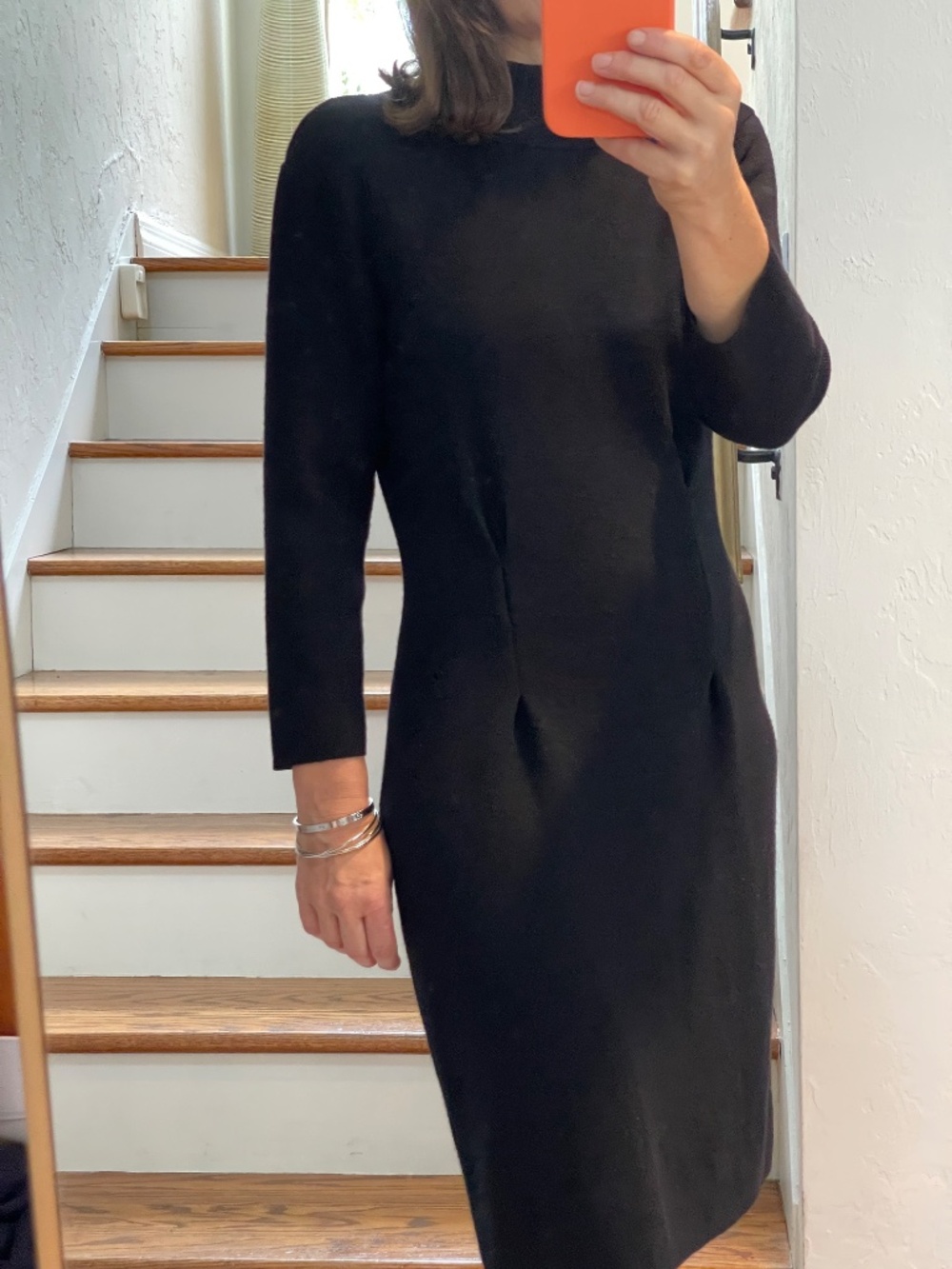 Antonio Melani wool knit mini mock neck black dress women M